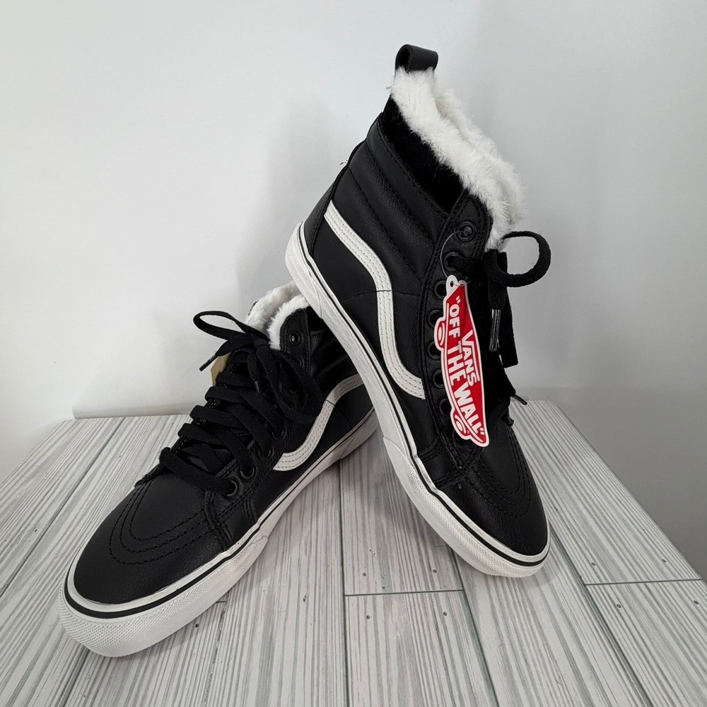 Vans All Weather MTE Black Leather Faux Fur Lined High Top Sneakers Wmns 9 Men 7